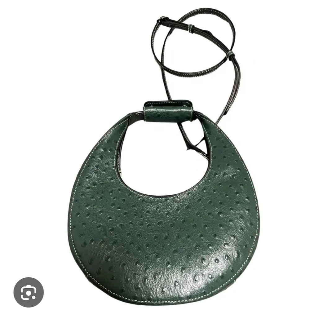 STAUD Green Leather Moon Bag